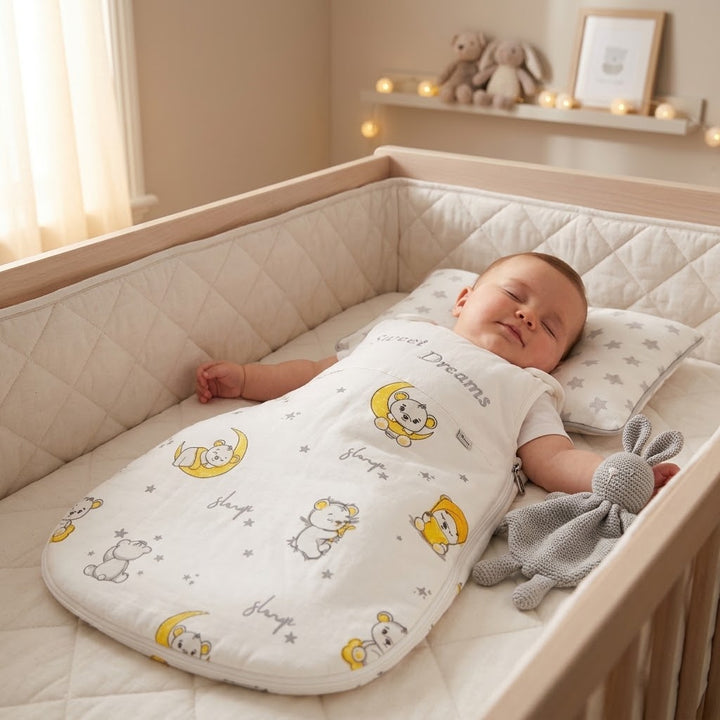 Rainy Детско спално чувалче Sweet Dreams Мече на жълта луна