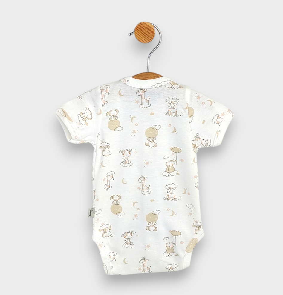 Rainy Bodi za bebe s kratkim rukavima i prednjim kopčanjem, 48 - 62 cm, Baby animals