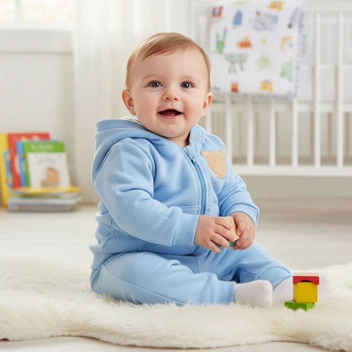 Rainy Dvodijelni komplet za bebe Plišani medvjedić 62-92 cm. plavi