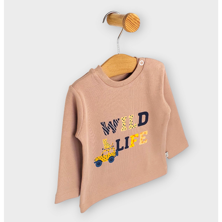 Rainy Бебешка блуза с дълъг ръкав Wild life 62-92 см. бадем
