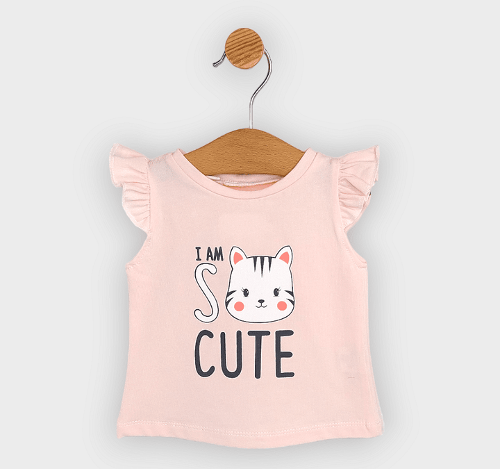 Rainy dječja majica kratkih rukava Cute Cat 62-86 cm, boje breskve