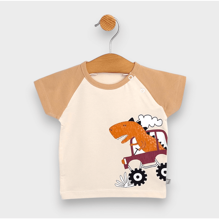 Rainy Dječja majica s kratkim raglan rukavima Dino, 62-92 cm, ecru/moka