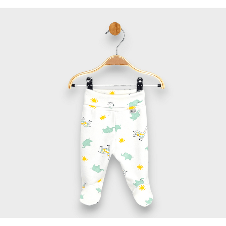 Rainy hlačice za bebe s presavijenim pojasom 48 - 68cm. Žirafa i slonić
