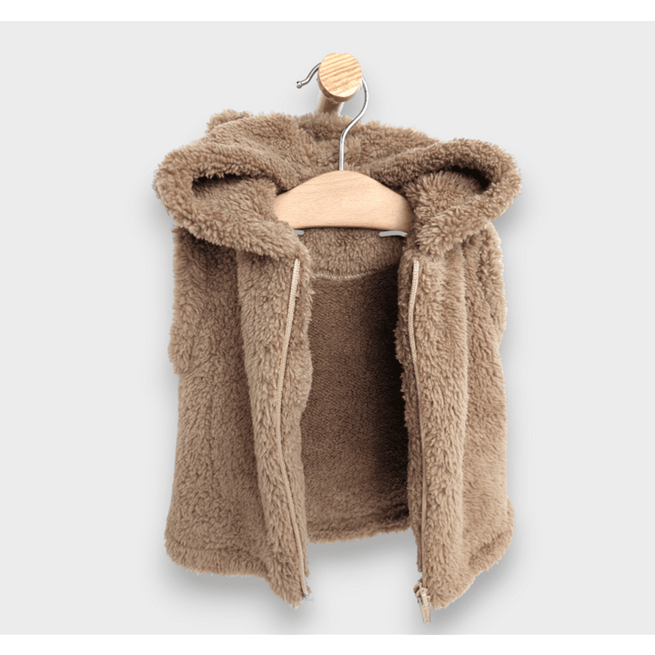 Rainy Prsluk za bebe s kapuljačom Medvjedić 56-80 cm, smeđi