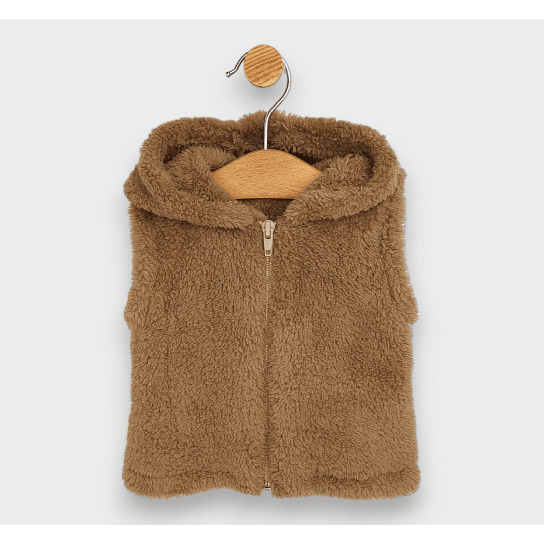Rainy Prsluk za bebe s kapuljačom Medvjedić 56-80 cm, smeđi
