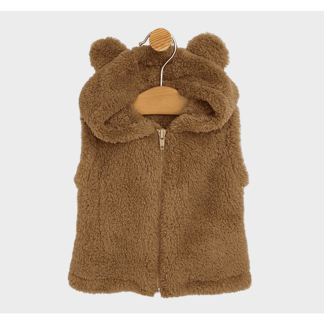 Rainy Prsluk za bebe s kapuljačom Medvjedić 56-80 cm, smeđi
