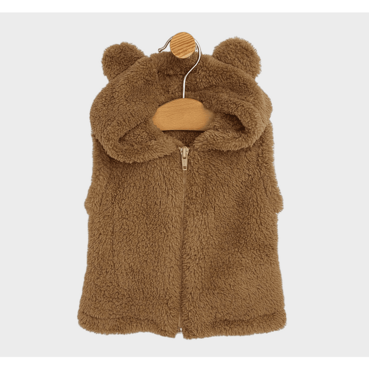 Rainy Prsluk za bebe s kapuljačom Medvjedić 56-80 cm, smeđi