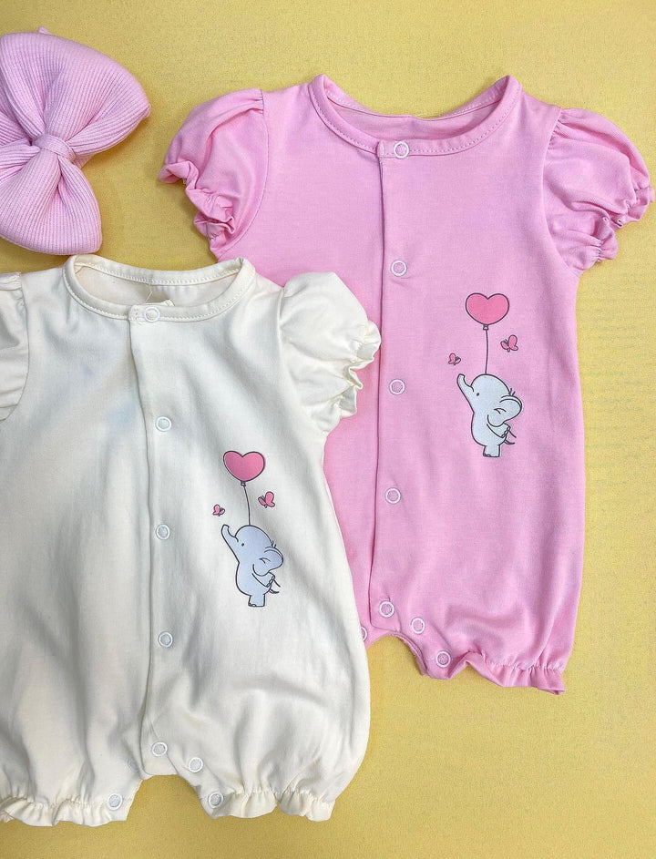 Rainy Bebeski kombinezon kratkih rukava Slonić s balončićem 56-80 cm, ekru