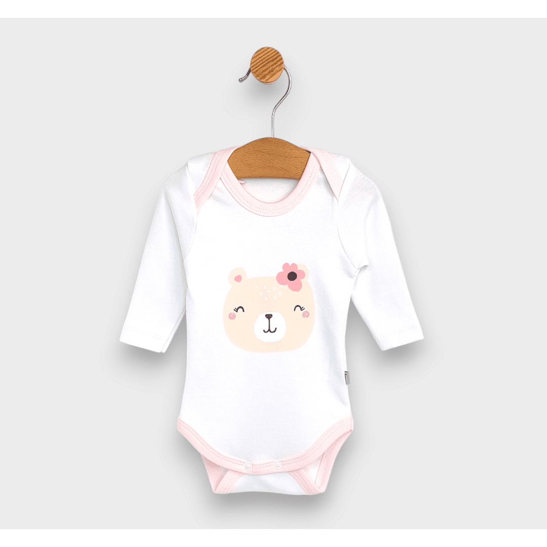 Rainy Komplet za bebe od 3 dijela Medvjedić s cvijetom 56 - 68 cm. ružičasta
