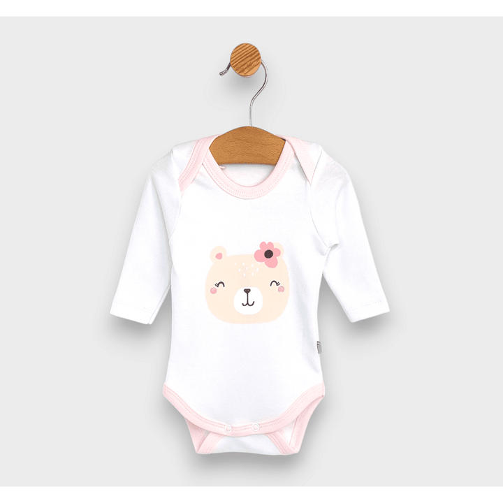 Rainy Komplet za bebe od 3 dijela Medvjedić s cvijetom 56 - 68 cm. ružičasta