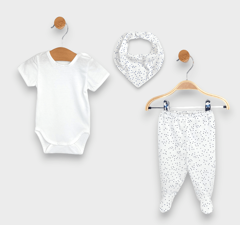 Rainy dječji set za bebe od 3 dijela Male plave zvijezde 56-74 cm.