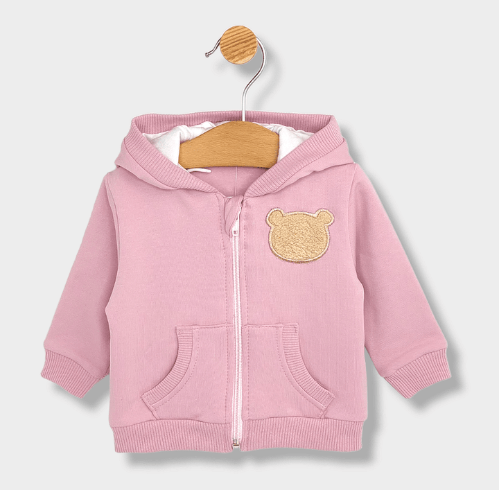 Rainy Dvodijelni komplet za bebe Plišani medvjedić 62-92 cm. pepeo ruža