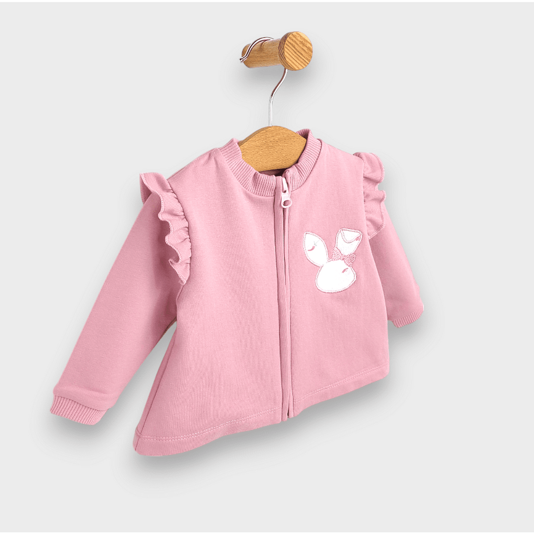 Rainy Trodijelni komplet za bebe Zeko 62-92 cm ružičasto-sivi