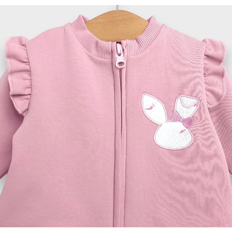 Rainy Trodijelni komplet za bebe Zeko 62-92 cm ružičasto-sivi