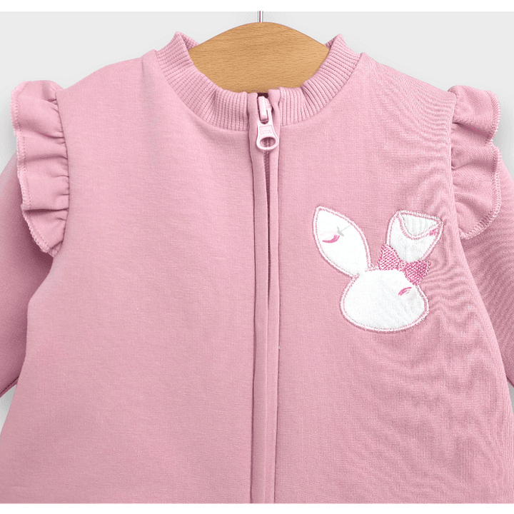 Rainy Trodijelni komplet za bebe Zeko 62-92 cm ružičasto-sivi