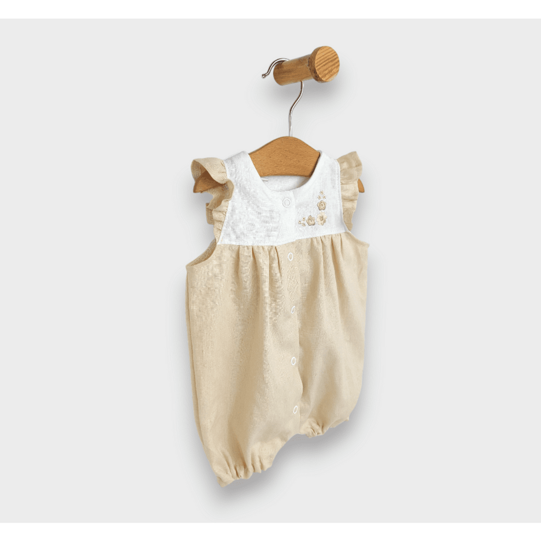 Rainy Premium Laneni kombinezon za bebe s krilcima 56-80 cm Cvjetići