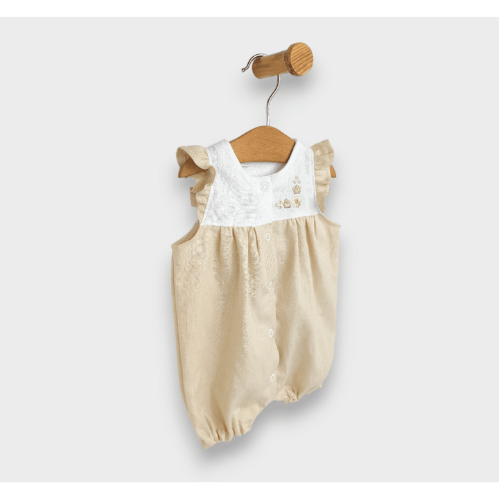 Rainy Premium Laneni kombinezon za bebe s krilcima 56-80 cm Cvjetići
