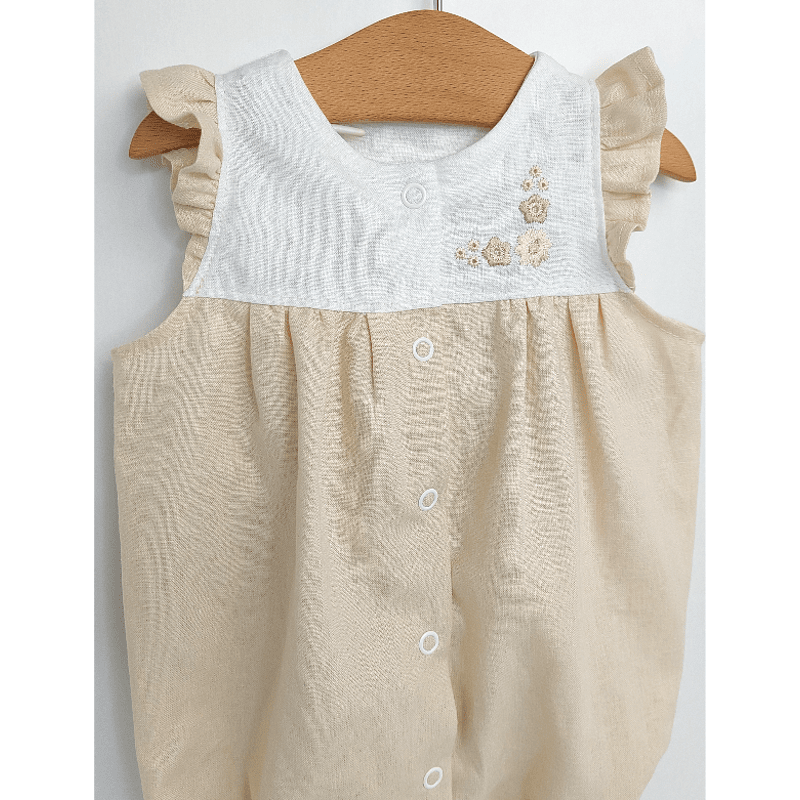 Rainy Premium Laneni kombinezon za bebe s krilcima 56-80 cm Cvjetići
