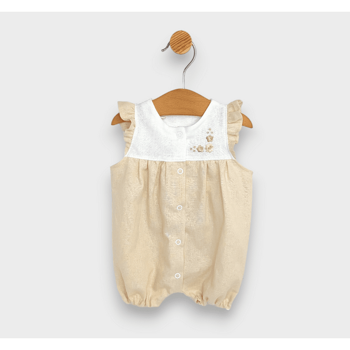 Rainy Premium Laneni kombinezon za bebe s krilcima 56-80 cm Cvjetići