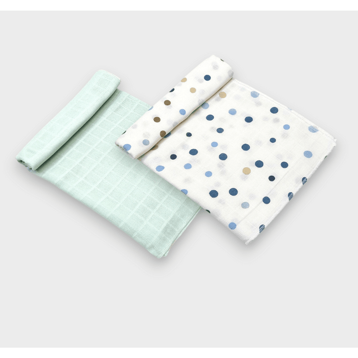 Rainy Muslin pelene za bebe, 2 kom., 80х80 cm, plave i bež točkice/rezeda