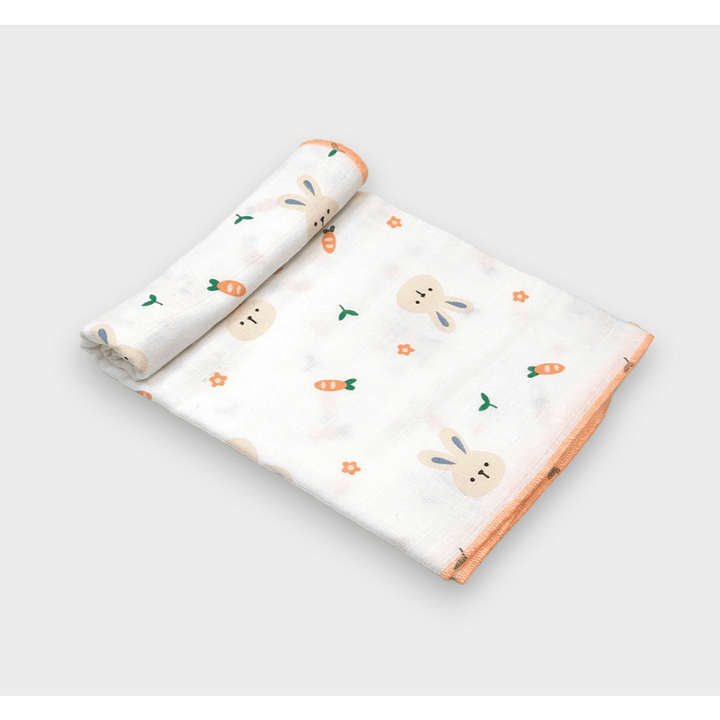 Rainy Muslin pelene za bebe, 2 kom. Zečići s mrkvom