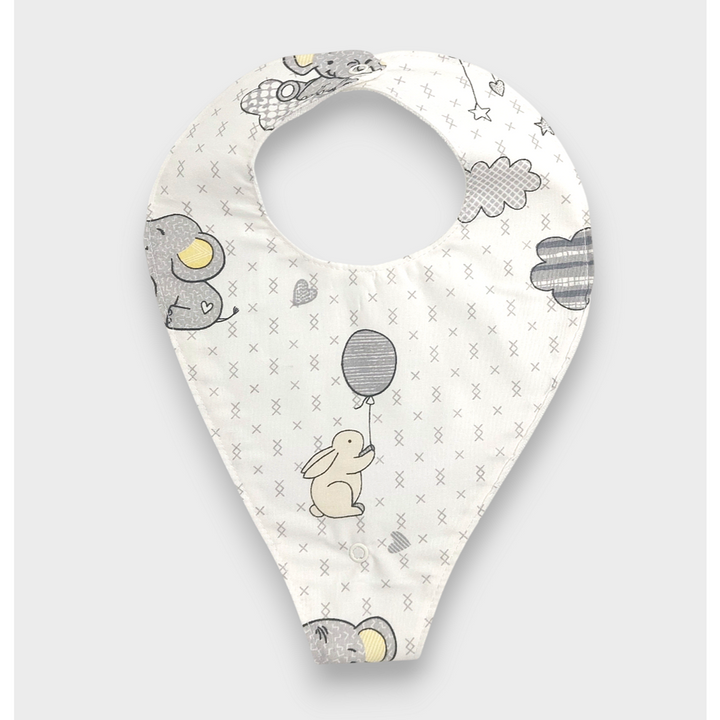 Rainy vodootporna bandana-portikla za bebe s držačem dude Slonić s balončićem siv