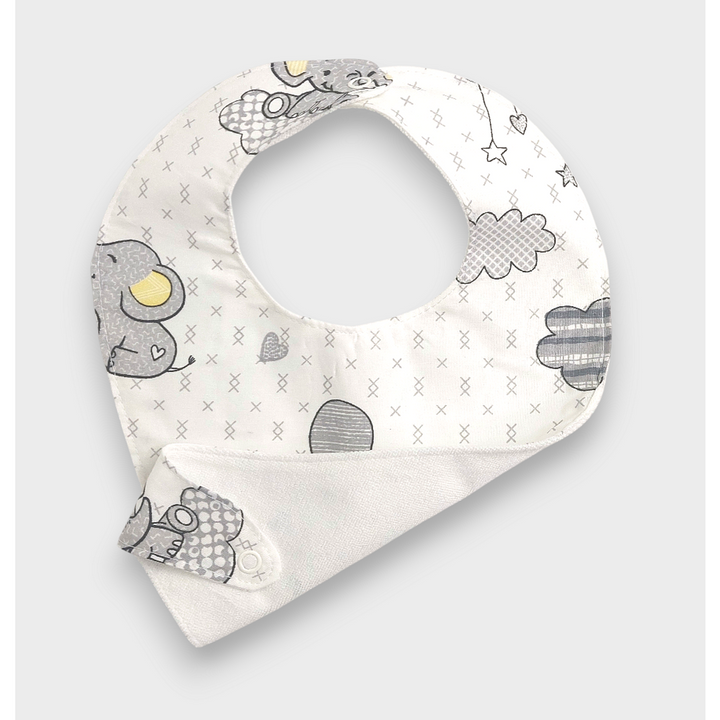 Rainy vodootporna bandana-portikla za bebe s držačem dude Slonić s balončićem siv