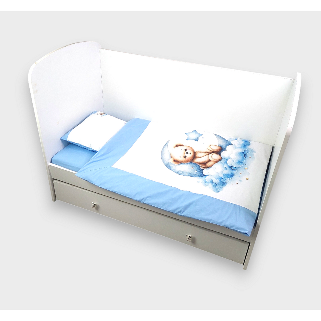 Rainy Bebewski set posteljine 3 dijela 60х120 cm. Plavi mjesečev medvjedić