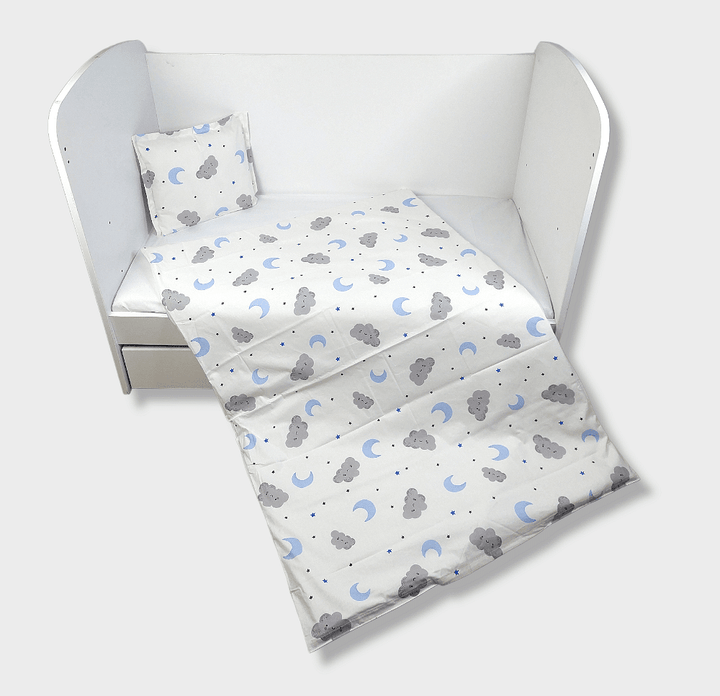 Rainy 3-dijelni komplet posteljine za bebe, 60х120 cm, sivi oblaci