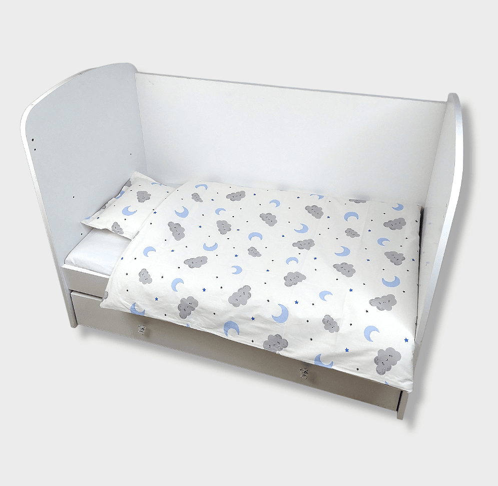Rainy 3-dijelni komplet posteljine za bebe, 60х120 cm, sivi oblaci