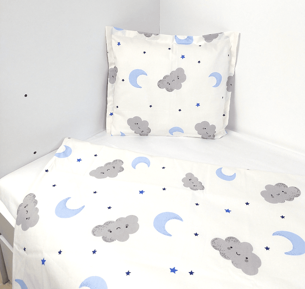 Rainy 3-dijelni komplet posteljine za bebe, 60х120 cm, sivi oblaci