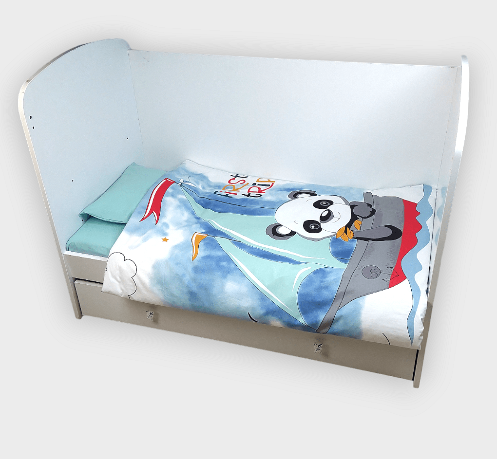 Rainy Bebina posteljina za bebe, 3 dijela, 60х120 cm, medo na dasci za surfanje