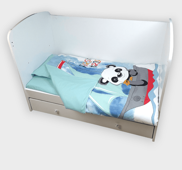 Rainy Bebina posteljina za bebe, 3 dijela, 60х120 cm, medo na dasci za surfanje