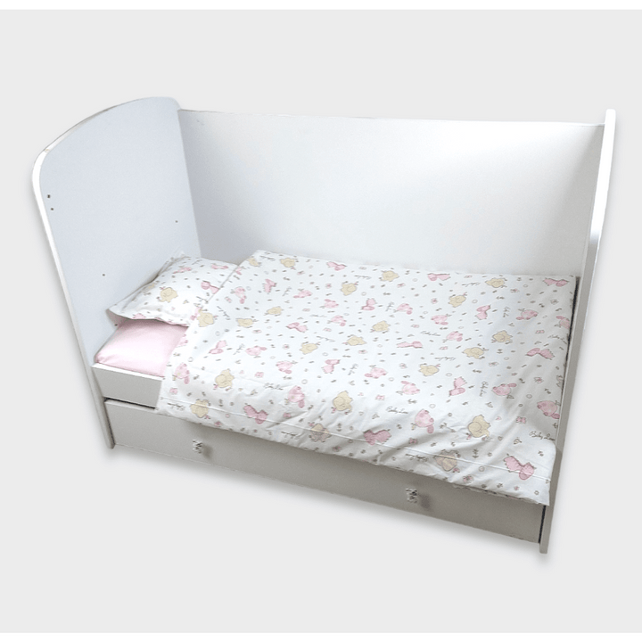 Rainy Set posteljine za bebe, 3 dijela, 65х110 cm, ružičaste zebre i slonići
