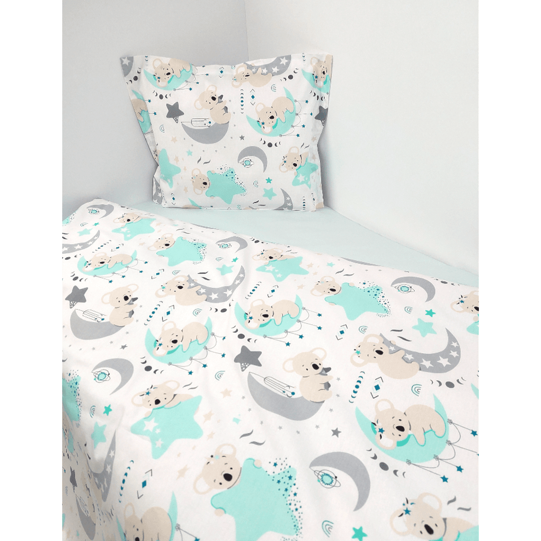 Rainy dječji komplet posteljine, 3 dijela, 70х140 cm. Koala i zvjezdice, mint