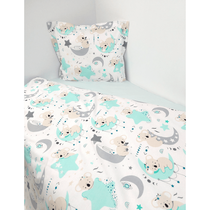 Rainy dječji komplet posteljine, 3 dijela, 70х140 cm. Koala i zvjezdice, mint