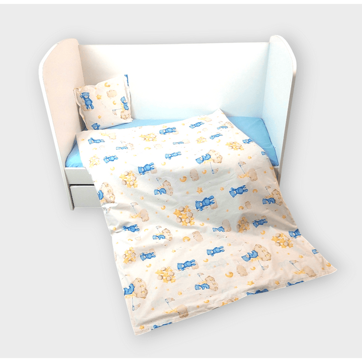Rainy Bebeski set posteljine od 3 dijela 70х140 cm, plavi medo na oblaku