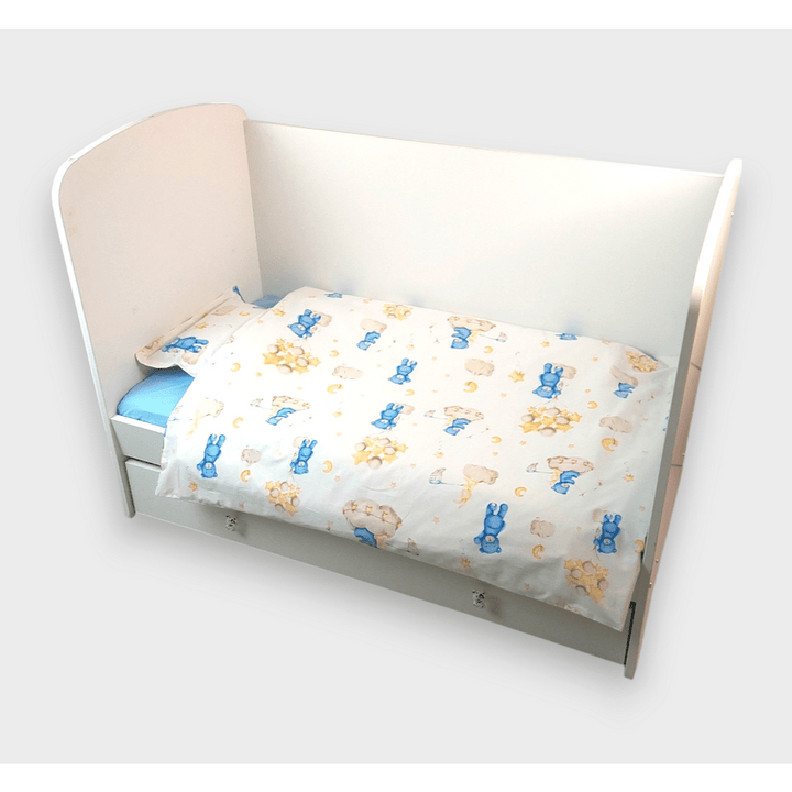 Rainy Bebeski set posteljine od 3 dijela 70х140 cm, plavi medo na oblaku