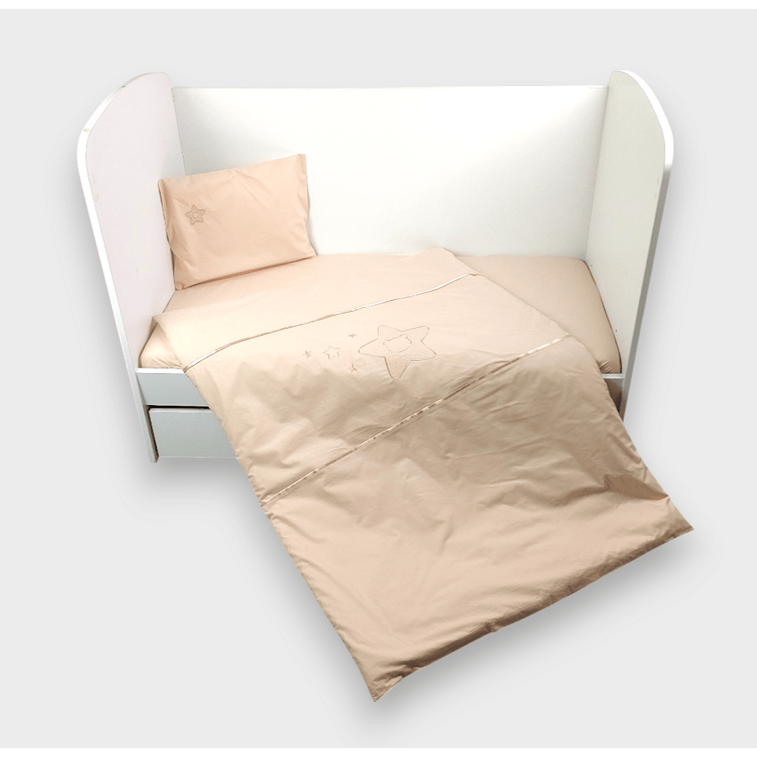 Rainy Komplet posteljine za bebe, 3 dijela, 70х140 cm, Zvijezda s medvjedićem, bež