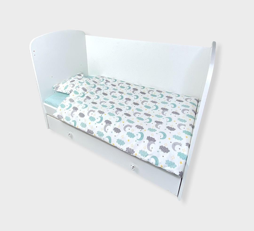 Rainy dječji set posteljine za bebe, 4 dijela, 60х120 cm. Zeleni oblačići