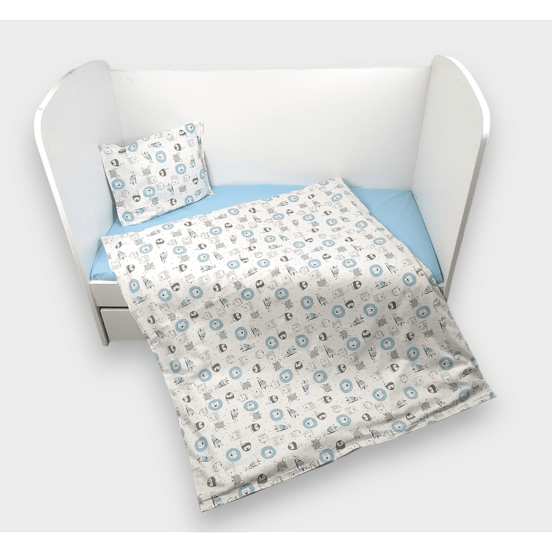 Rainy dječji set posteljine za bebe, 4 dijela, 60х120 cm. Plave životinjice