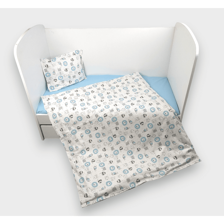 Rainy dječji set posteljine za bebe, 4 dijela, 60х120 cm. Plave životinjice