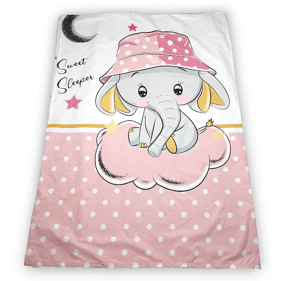 Rainy dječji komplet posteljine od 5 dijelova 70х140 cm. Ružičasti slonić