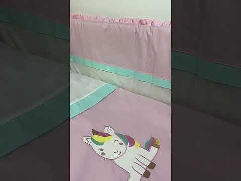 Rainy Бебешки спален комплект 5 части 60х120 см. Еднорог