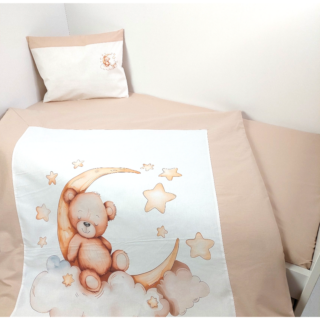 Rainy Bebaði set posteljine, 5 dijelova, 60х120 cm. Mjesečev medvjedić, badem