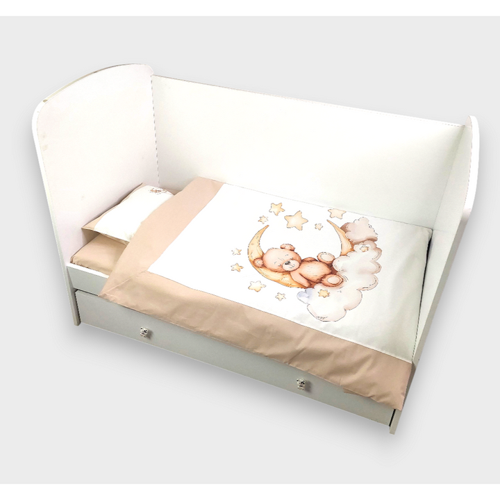 Rainy Bebaði set posteljine, 5 dijelova, 60х120 cm. Mjesečev medvjedić, badem