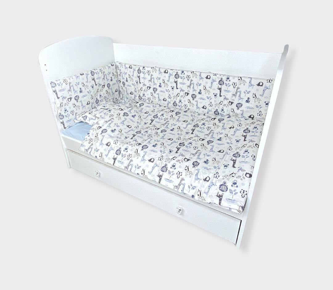 Rainy Komplet posteljine za bebe, 5 dijelova, 65х110 cm. Plavi safari