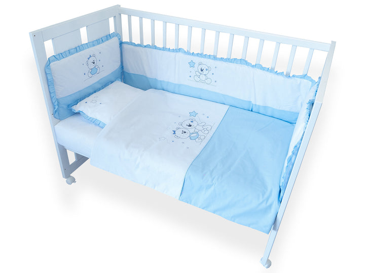 Rainy 5-dijelni komplet posteljine za bebe s ogradicom 70х140 cm. Zvjezdani snovi plavi