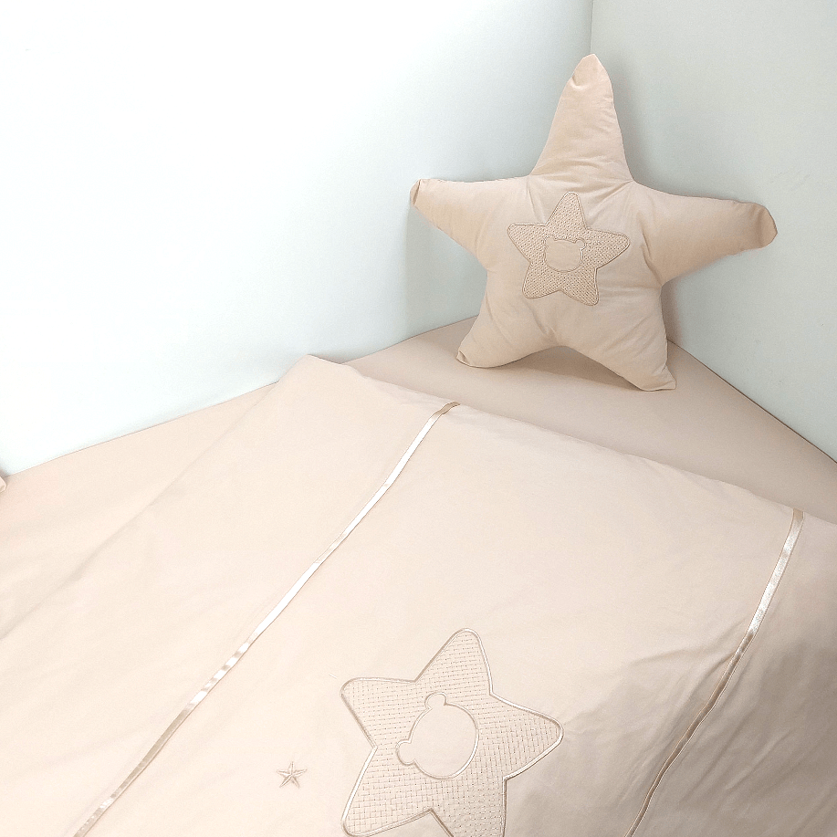Rainy Komplet posteljine za bebe, 6 dijelova, 70х140 cm, Zvijezda s medvjedićem, bež