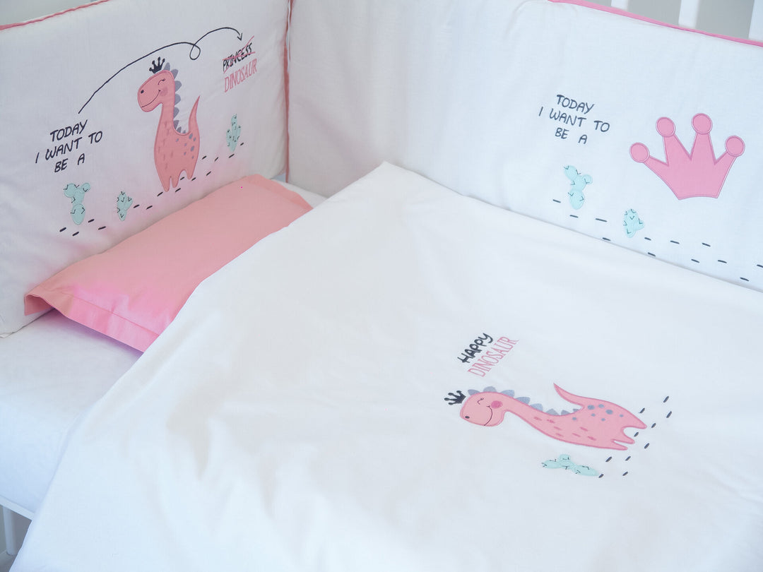 Rainy 6-dijelni komplet posteljine za bebe s ogradicom 60х120 cm. Dinosaurić